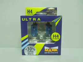 Лампа МАЯК H4-12-60/55+30% УЛЬТРА NEW ярко-белая