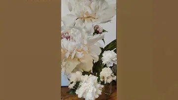 Расцвели белые пионы в саду,а теперь и у меня на холсте:) Картина  маслом на холсте,60*80 см готова!
