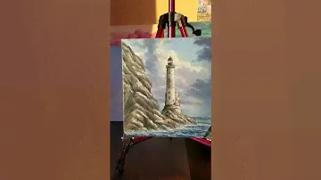 Живопись маслом на холсте, Маяк после шторма, 30×30см