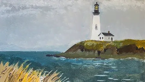 Урок 1.  Морской пейзаж с маяком. ( для начинающих)
