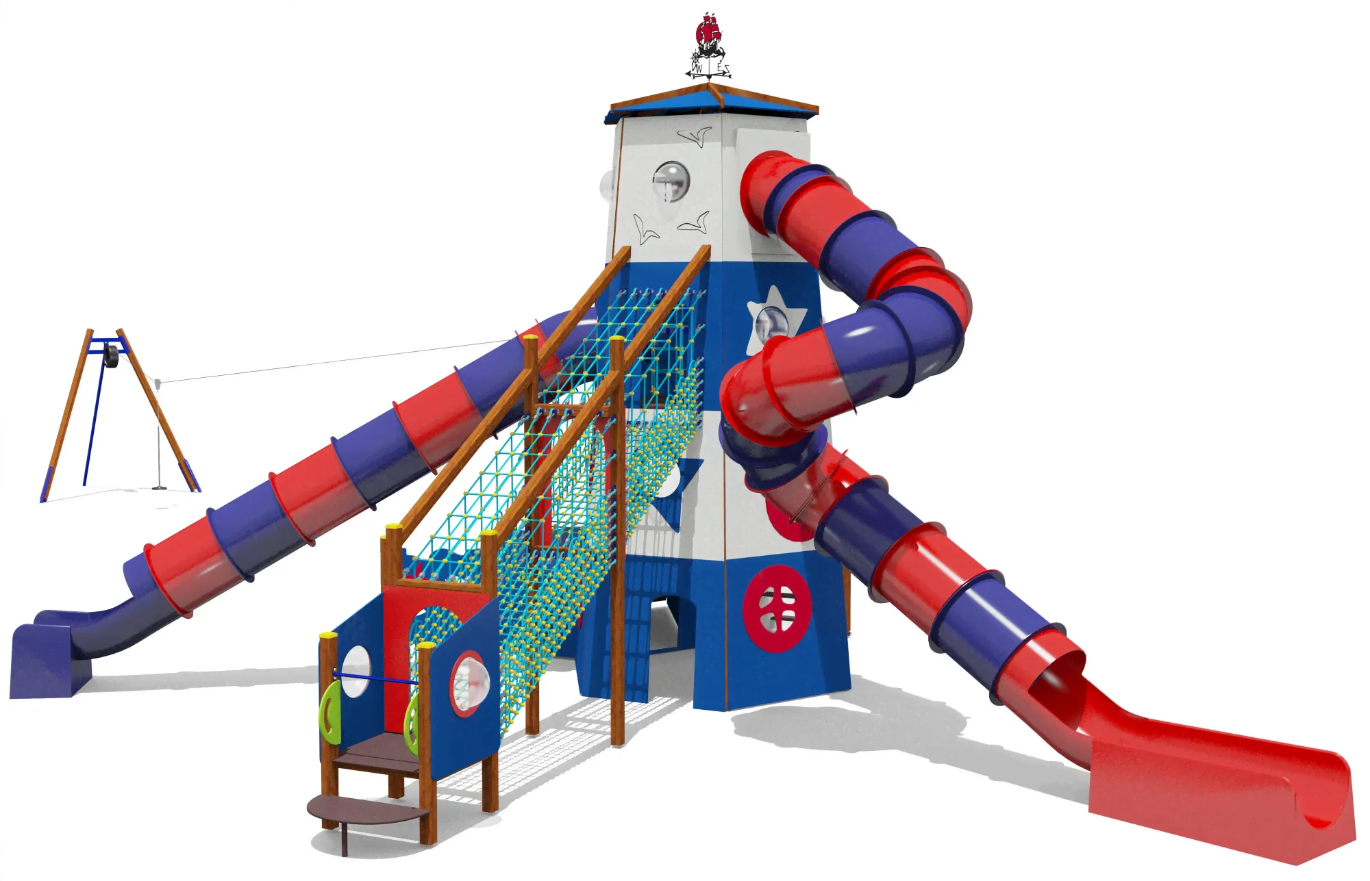 Игровой комплекс Маяк с канатной дорогой 07115.21 для детей 6-12 лет для уличной площадки