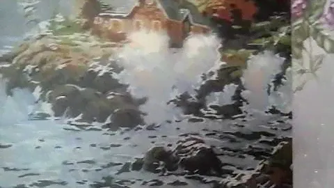 -Картина маяк в море.