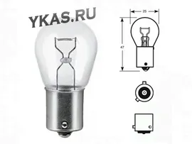 Лампа МАЯК 12V А 12-21 P21W BAU15s смещ. цок.(10)