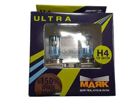 Автолампа МАЯК H4 60/55W White Vision +150% (2шт) 2993