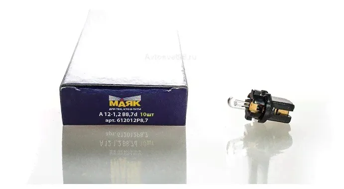 Лампа приборная 12V 1,2W (B8.7d) с патроном 612012P8.7 Маяк-0