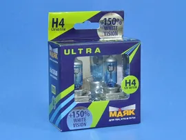 Автолампа Маяк Н4 12- 60/55 P43t White Vision +150% "Маяк УЛЬТРА" NEW лампа автомобильная