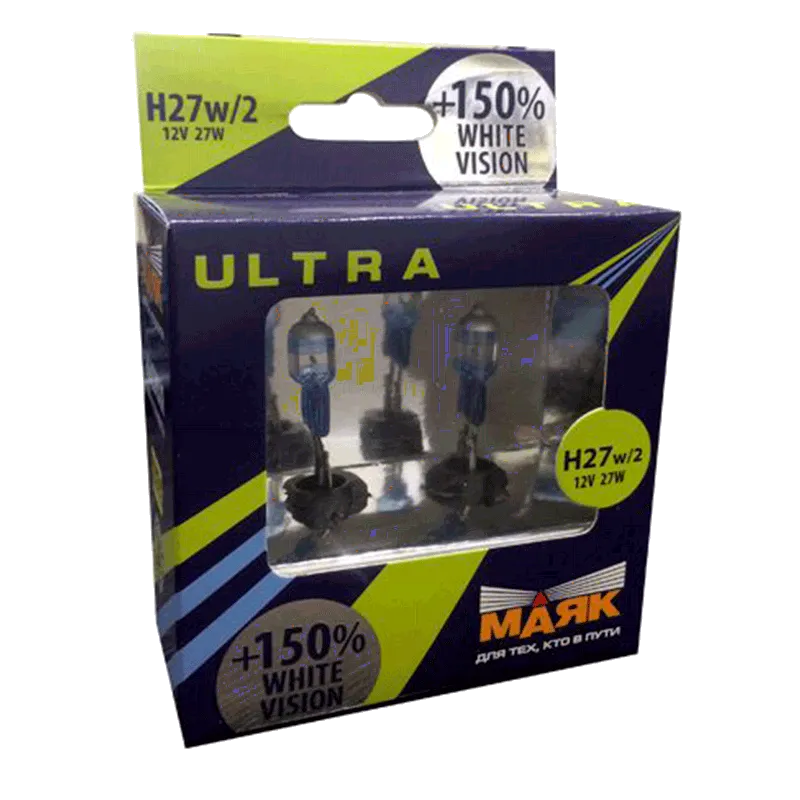 Автолампа H27 Маяк 27W +150% Super White Vision УЛЬТРА МАЯК-0