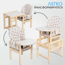 Стульчик для кормления 2в1 Алиса Маяк, голубые мишки