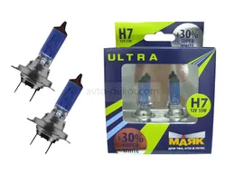 Автолампа МАЯК H7 12V 55W Super White+30% (2шт) 7169